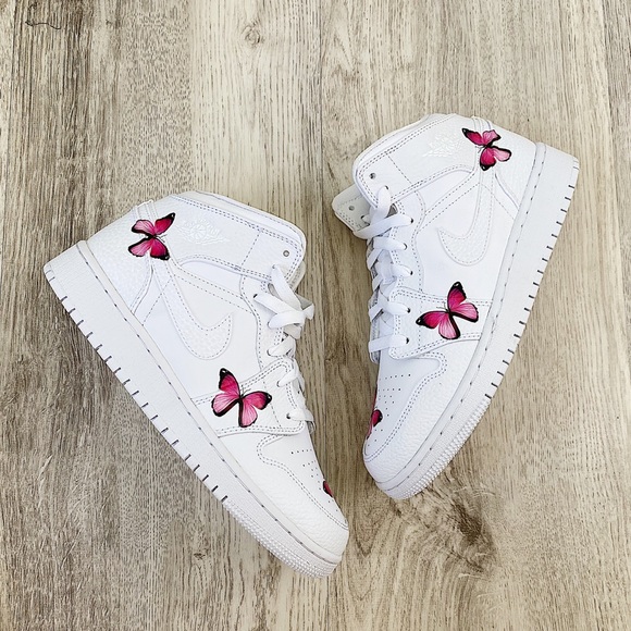 Nike custom 🦋 air jordan 1 mid sneakers - Picture 6 of 7